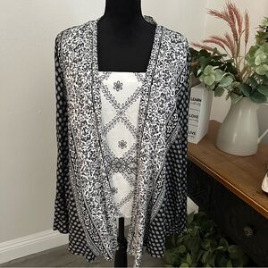 Fig and Flower 2 in 1 Monochrome Black and White Kimono Women’s XL